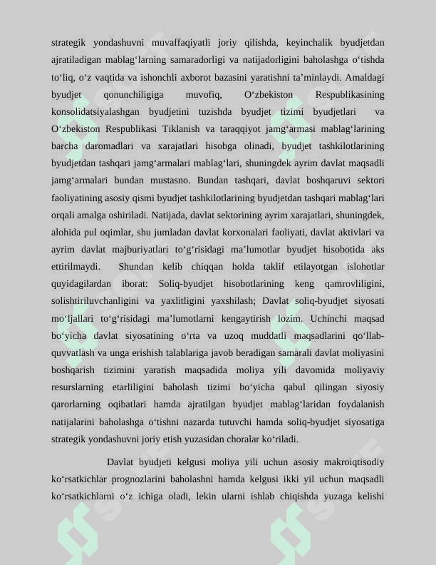 O’zbekiston Respublikasida davlat moliyasini boshqarish tizimida olib borilayotgan islohotlar 8