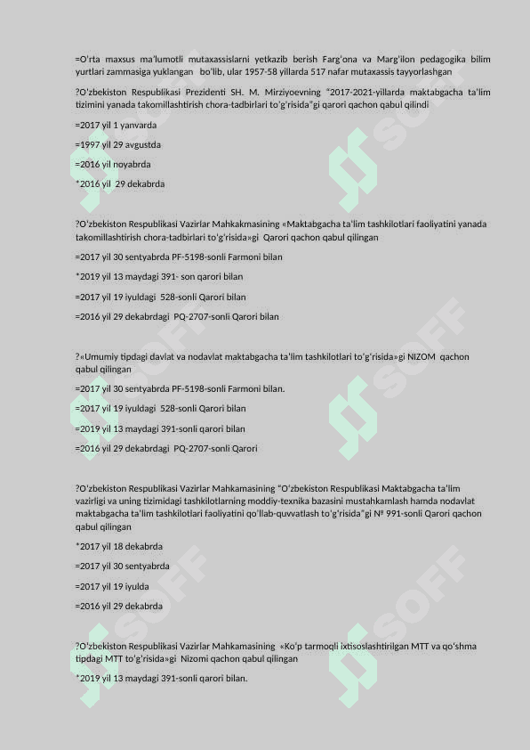 Maktabgacha ta’lim PEDAGOGIKA test javoblari bilan 4