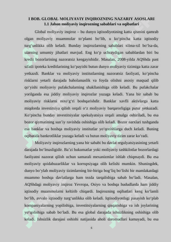 Global moliyaviy inqiroz sharoitida raqobatlashuvchi firmaning foydasi va daromadlari 6