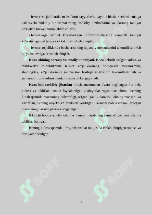 Fermer xoʻjaliklari iqtisodiyotining hozirgi holati va ularni rivojlanishdagi istiqbollari 6
