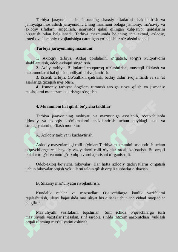 Tarbiya jarayonining mohiyati va mazmuni 2