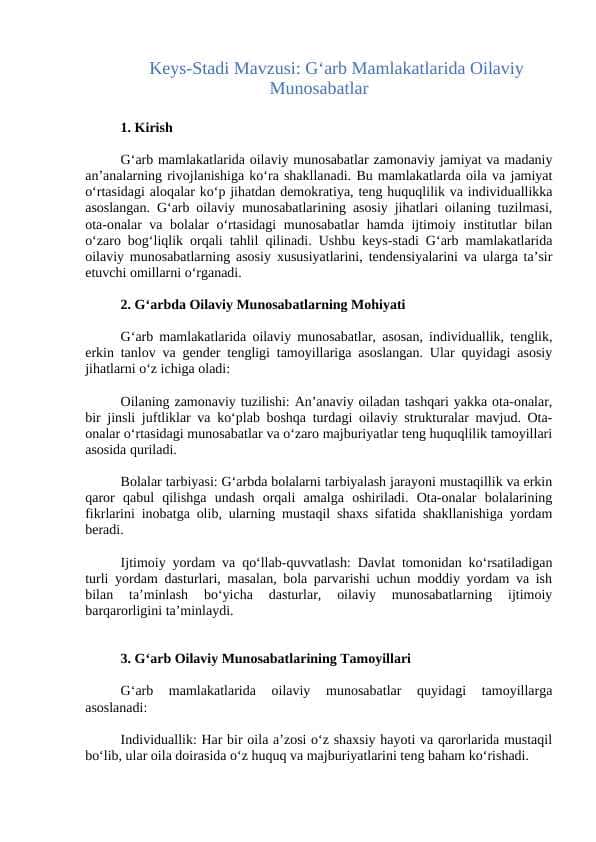 G‘arb Mamlakatlarida Oilaviy Munosabatlar 1