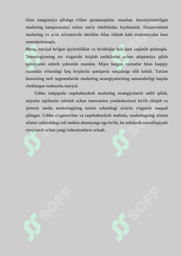 TURIZM VA MEXMONXONADA XIZMATLAR SIFATINI OSHIRISHDA MARKETINGNI AHAMIYATI 4