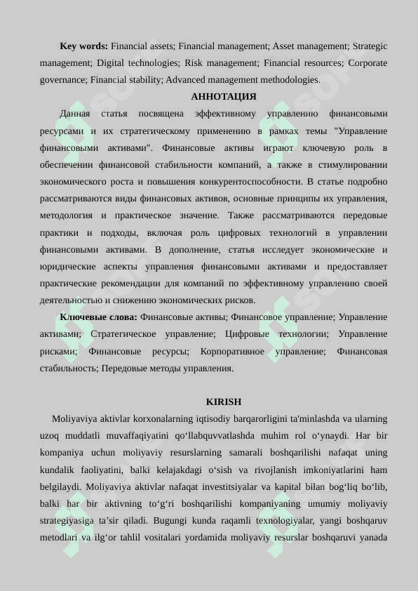 MOLIYAVIY AKTIVLARNI  BOSHQARISH 2