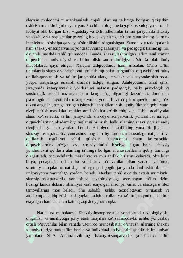 Sh.A.Amonashvilining shaxsiy-insonparvarlik yondashuvi texnologiyasi 4
