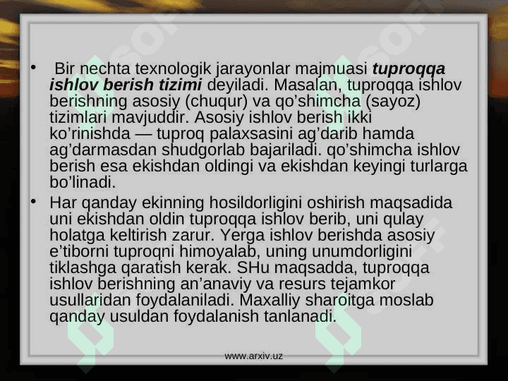 Tuproqqa ishlov berish 2