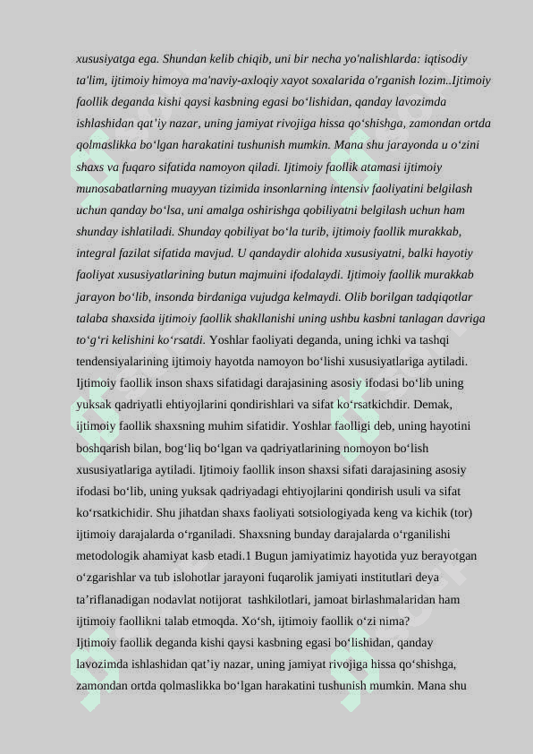 Yoshlarda ta’lim tarbiyasida ijtimoiy o’z o’zini anglashga tayyorlikni shaklantirish 2