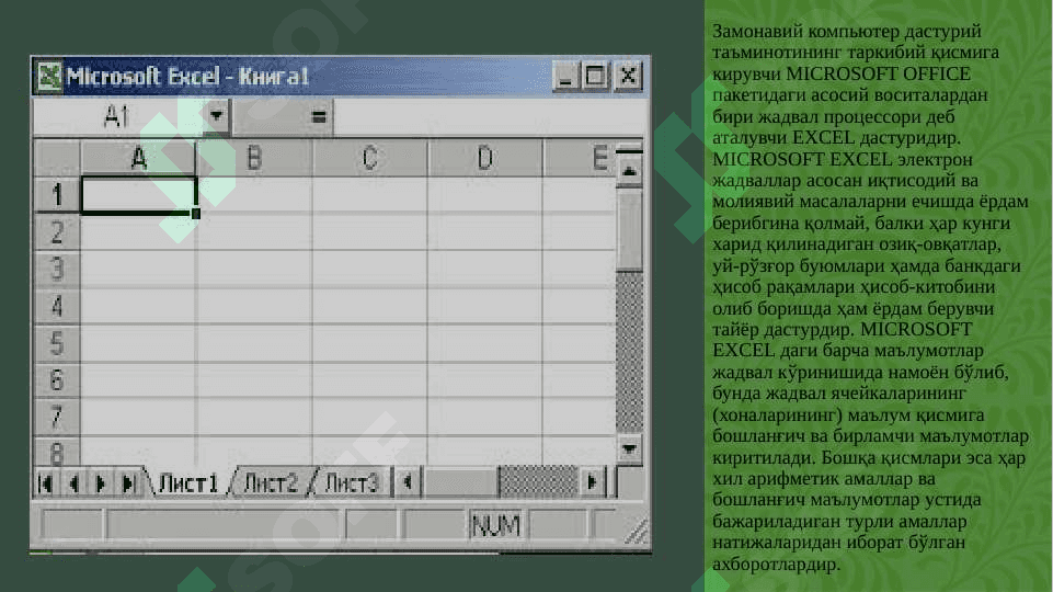 Iqtisodiy masalalarni yechishda electron jadval         prosessorlaridan foydalanish. 3
