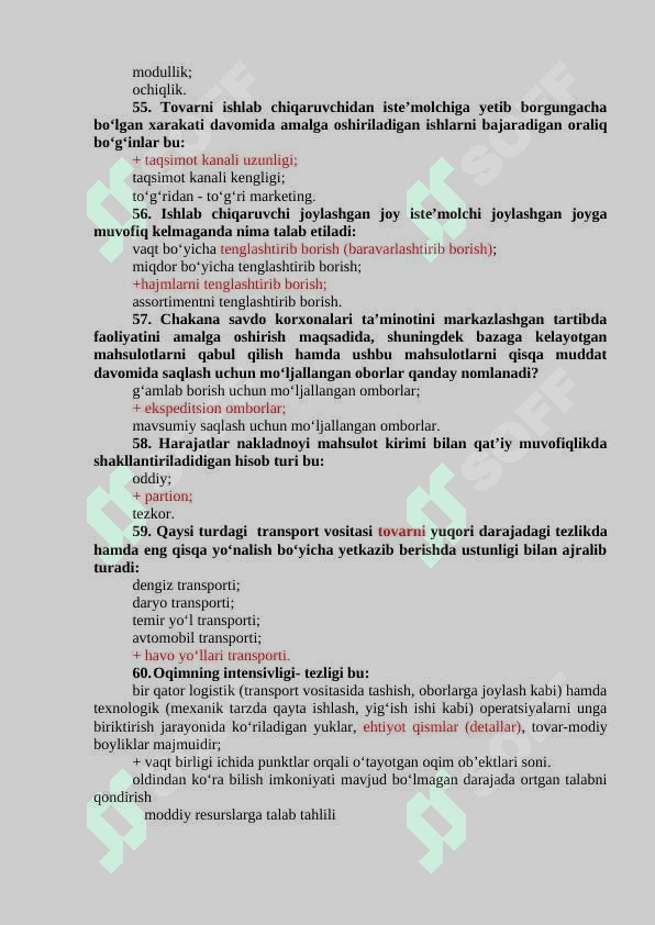 Logistika fanidan testlar 8