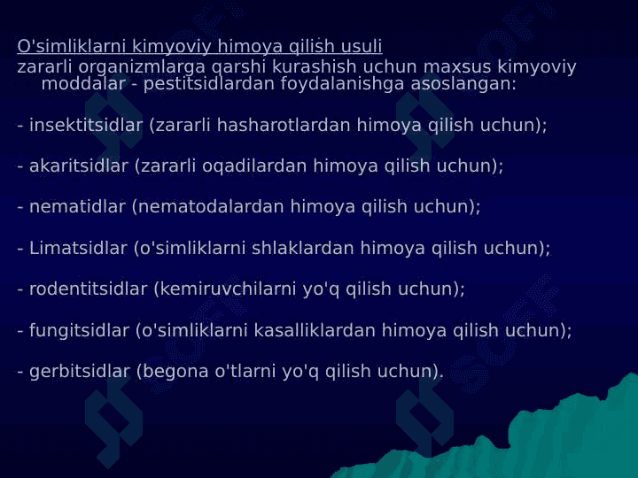 O'simliklarni zararkunandalardan himoya qilish usullari 5