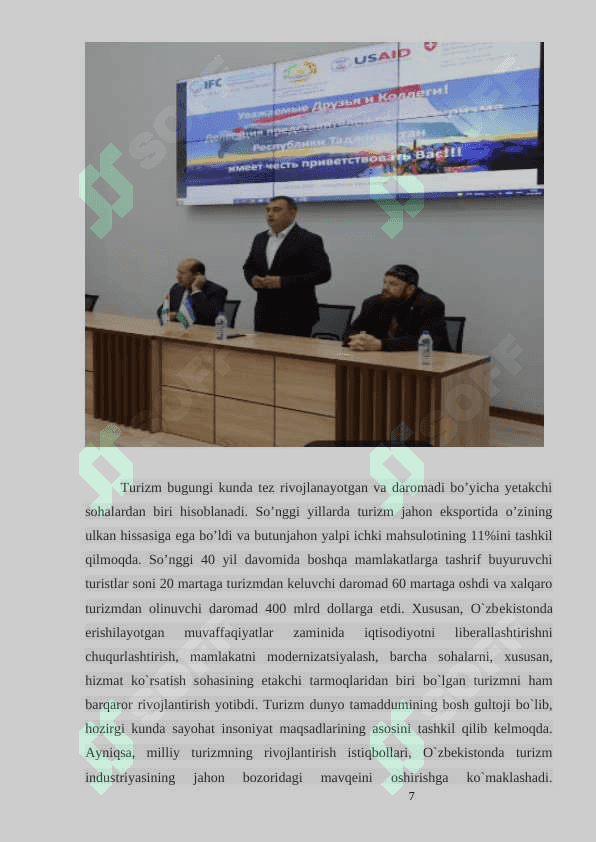 Xalqaro turistik tashkilotlarni turizm sohasida tutgan o’rni 7