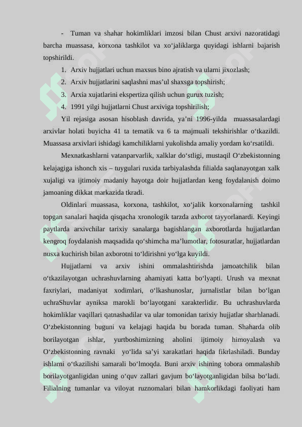 MUSTAQIL O‘ZBEKISTONDA ARXIV ISHI 4