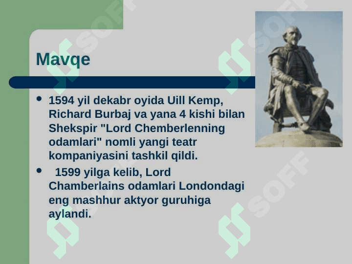 Uyg’onish davri G’arb adabiyoti: Uilyam Shekspir 8