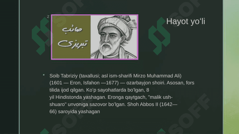 Soib Tabriziy Hayoti va ijodi 2