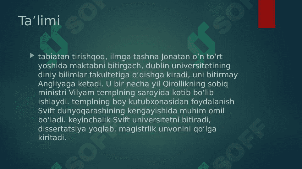 Jonatan Svift hayoti va ijodi 3
