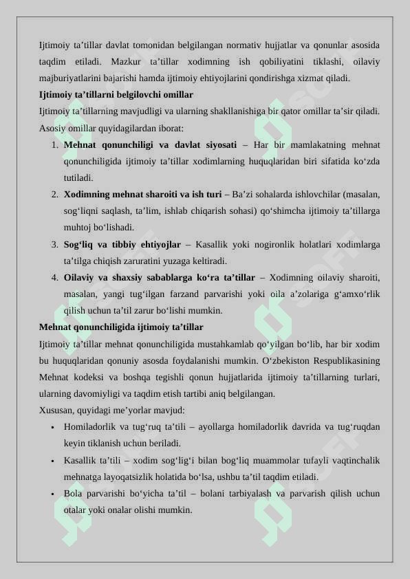 Ijtimoiy ta’tillar tushunchasi va turlari 2