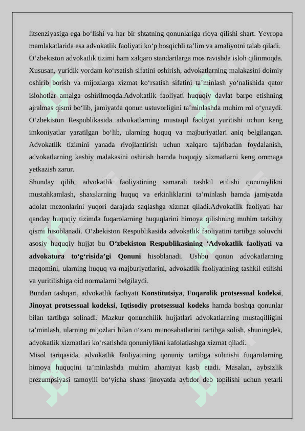 Advokatlik faoliyatini tashkil qilish 4