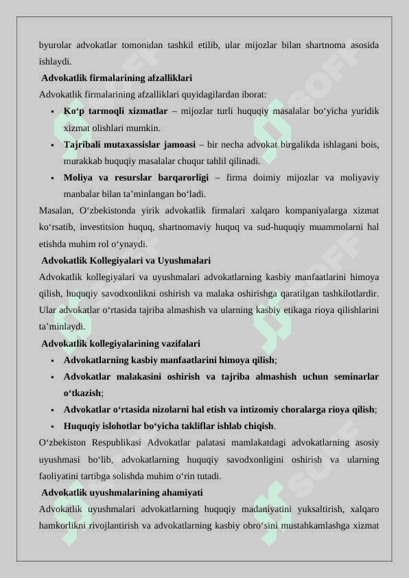 Advokatlik faoliyatini tashkil qilish 7