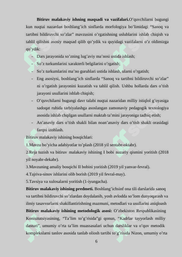 2-SINF ONA TILI DARSLARIDA SANOQ VA TARTIBNI BILDIRUVCHI SO’ZLAR USTIDA ISHLASH USLUBIYATI 6