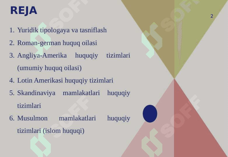 Huquqiy tizimlarni huquq  oilalarga ajratish mezonlari 2