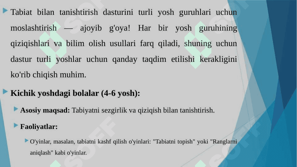 ILK QADAM DASTURIDA TURLI YOSH GURUH BOLALARINI TABIAT BILAN TANISHTIRISH 3
