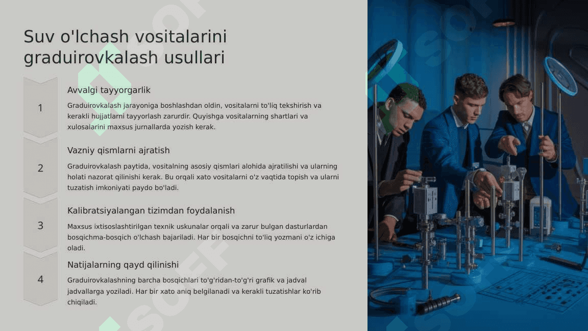 Suv o'lchash vositalarini graduirovkalash va nazorat qilish. 4
