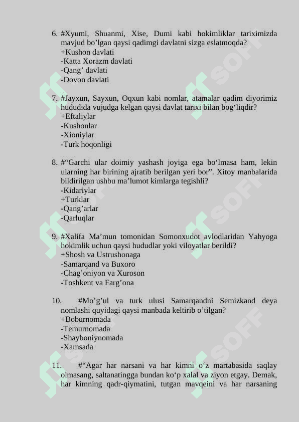 O'zbekistonning eng yangi tarixi fanidan yakuniy test. javoblari bilan 2