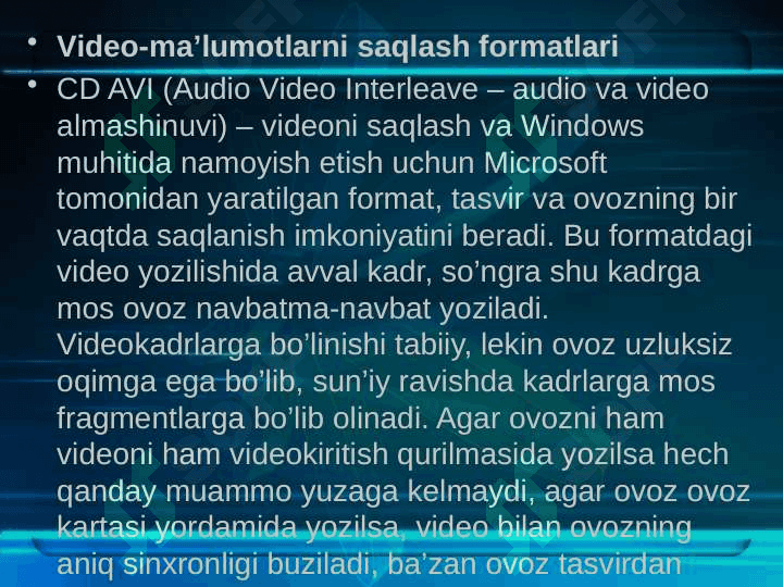 Video signalni optik tasvirga aylantirish 7
