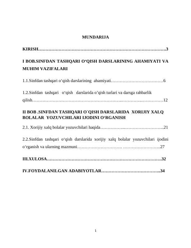 SINFDAN TASHQARI O‘QISH DARSLARIDA XORIJIY XALQ BOLALAR YOZUVCHILARI IJODINI O‘RGANISH
