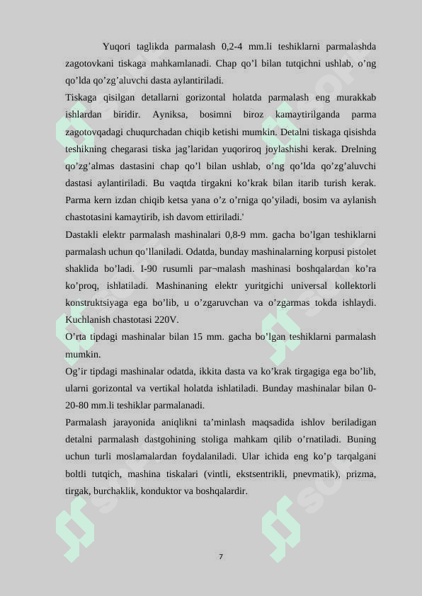 Parmalash dastgohlari va ularda materiallarga ishlov berish   texnologiyasi (2) 7
