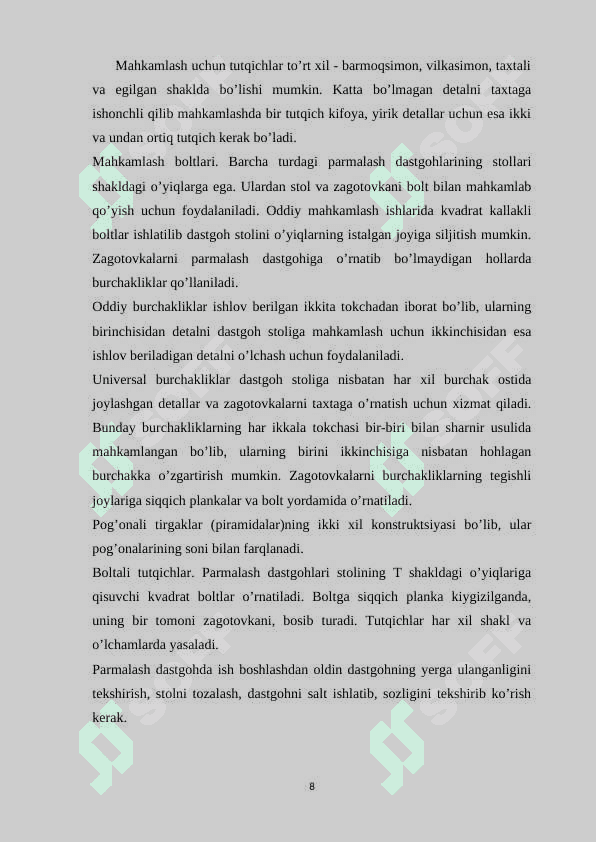 Parmalash dastgohlari va ularda materiallarga ishlov berish   texnologiyasi (2) 8