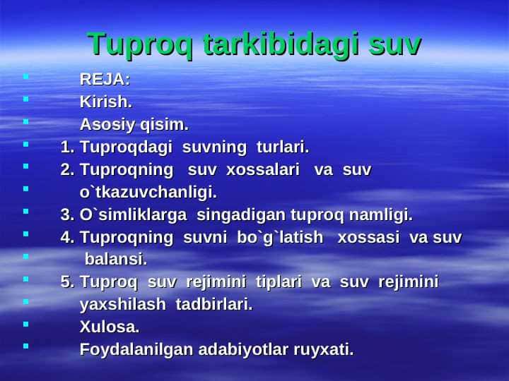 Tuproq tarkibidagi suv
