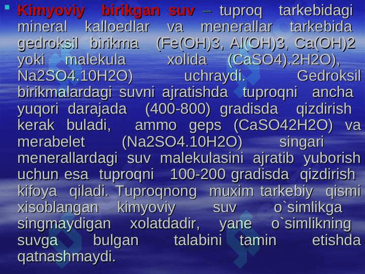 Tuproq tarkibidagi suv 5
