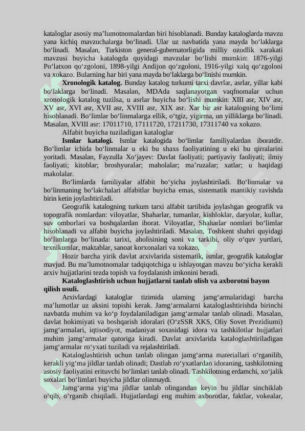 ARXIV KATALOGI VA ULARNING TURLARI. ARXIV HUJJATLARINING TAVSIFI VA YO‘L KO‘RSATKICHLARINI TUZISH VA ULARNI NASHRGA TAYYORLASH. 3