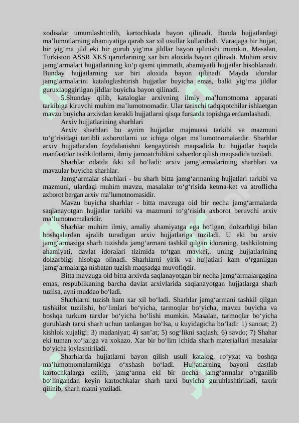 ARXIV KATALOGI VA ULARNING TURLARI. ARXIV HUJJATLARINING TAVSIFI VA YO‘L KO‘RSATKICHLARINI TUZISH VA ULARNI NASHRGA TAYYORLASH. 4