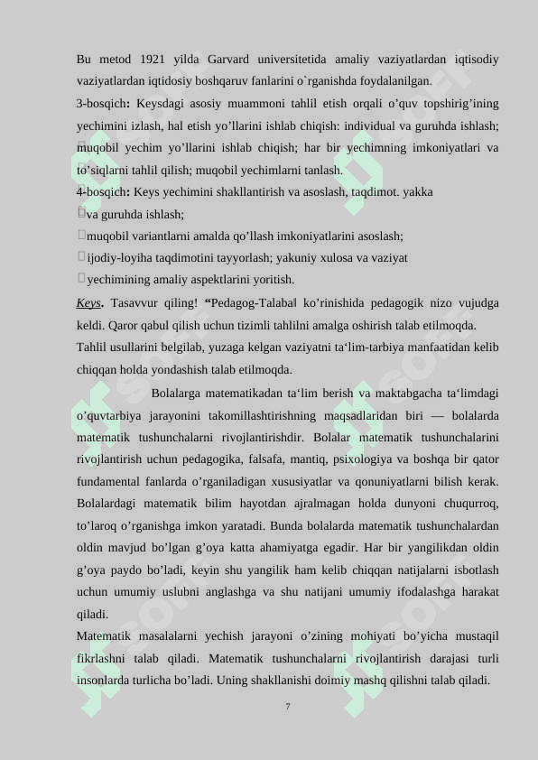 BOLALARDA MATEMATIK O’YINLARNI TASHKIL ETISH 7