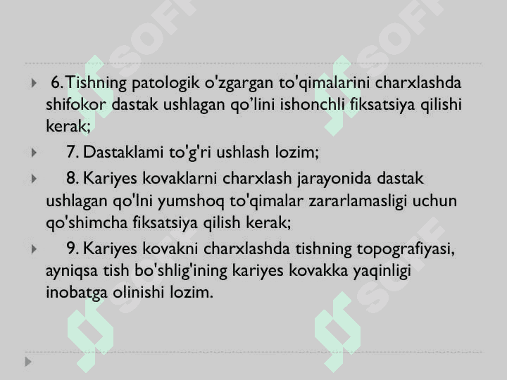 Blek bo’yicha 1 sinfli karioz kovaklarni restavratsiya qilish 4