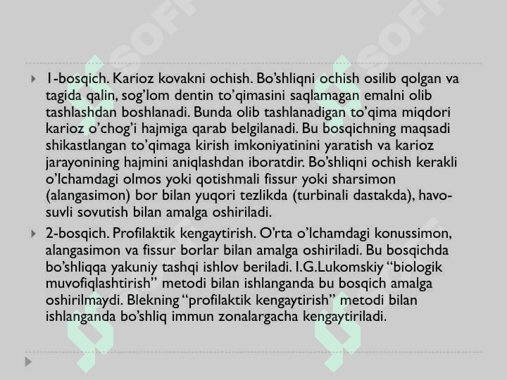 Blek bo’yicha 1 sinfli karioz kovaklarni restavratsiya qilish 8
