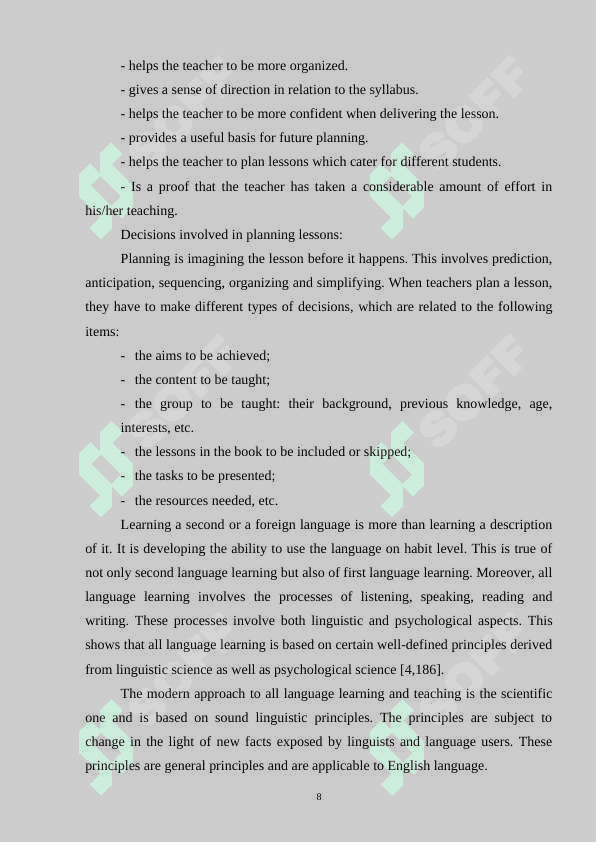 Lesson planning and teacher-led reflection 8