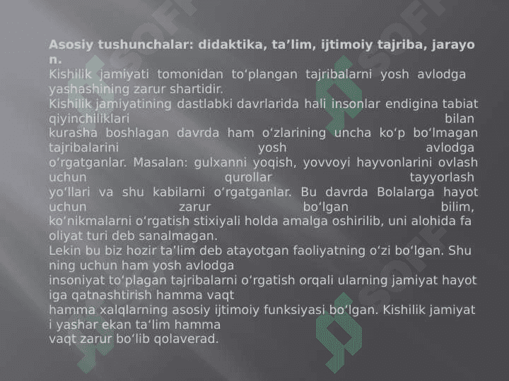 MAVZU:    Boshlang‘ich ta’lim didaktikasining maqsad va vazifalari 3