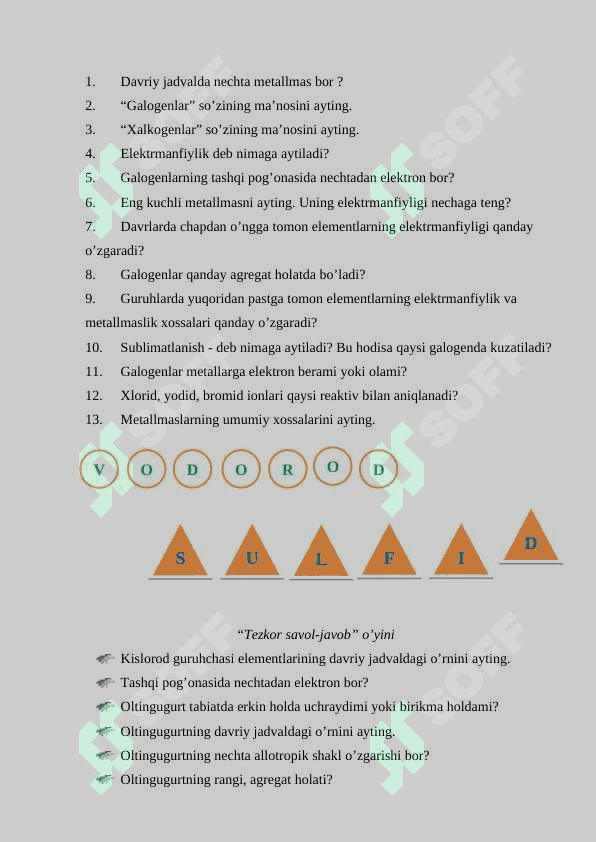 _Oltingugurtning vodorodli birikmalari_ mavzusida dars ishlanma, 8-sinf 4