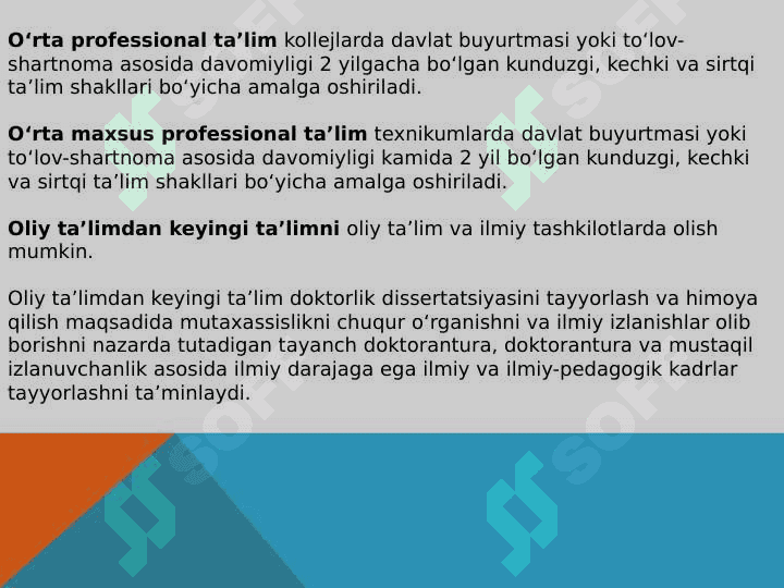 Mavzu: O`zbekiston Respublikasining “Ta`lim to‘g‘risidagi qonuni” va uning mohiyati. 4