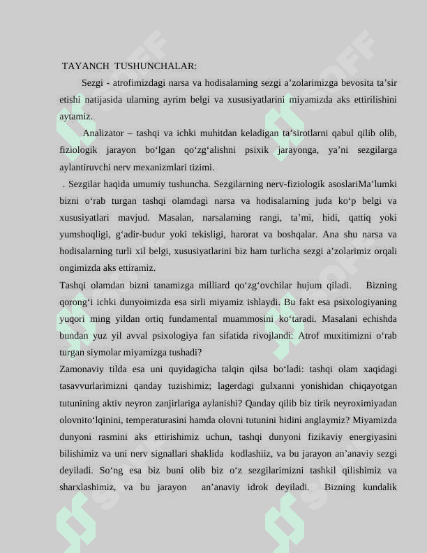 Sezgilar haqida umumiy tushuncha Sezgi turlari 2