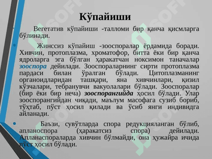 Яшилсувўтлар бўлими 6