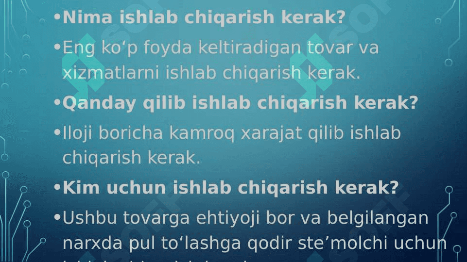 BOZORLAR VA NARXLAR 3