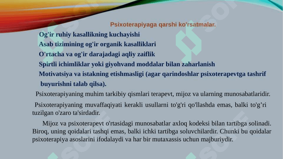 Psixoterapiyaga ko'rsatmalar 7