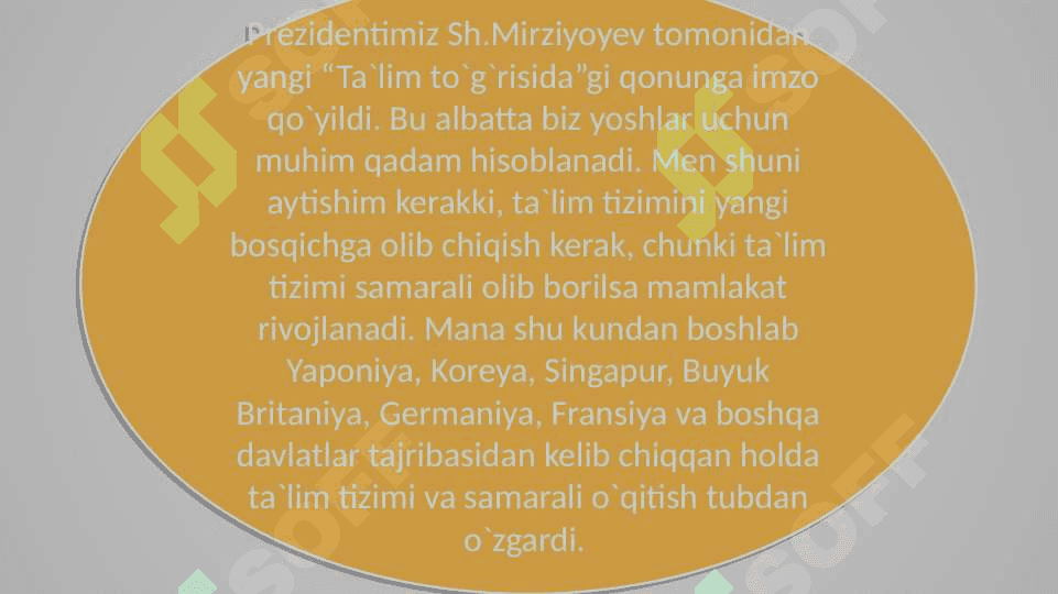 Mavzu:Oʻzbekiston Respublikasining "Taʼlim toʻgʻrisidagi qonuni " va uning mohiyati 2