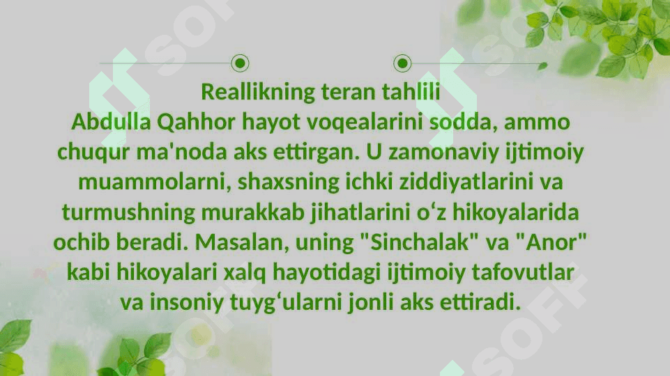 Abdulla Qahhor hikoyanavis.Oʻtmish mavzusidagi hikoyalarida davr va shaxs talqini 4