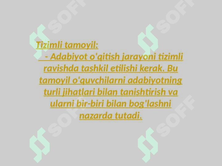 Adabiyot o'qitish metodikasiga xos bo'lgan tamoyillar 4