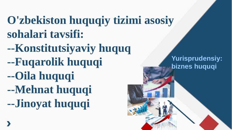 O'zbekiston huquqiy tizimi asosiy sohalari tavsifi